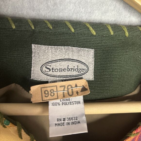 Vtg Up Cycled Patchwork Jacket XL Embroidered Lagenlook Teacher Pockets Oversize - Picture 11 of 16